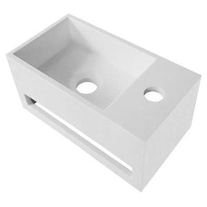 Veroni Solid Surface Wastafel Wit Handdoekhouder Met Kraangat Rechts 35,8x20,5x15,7cm