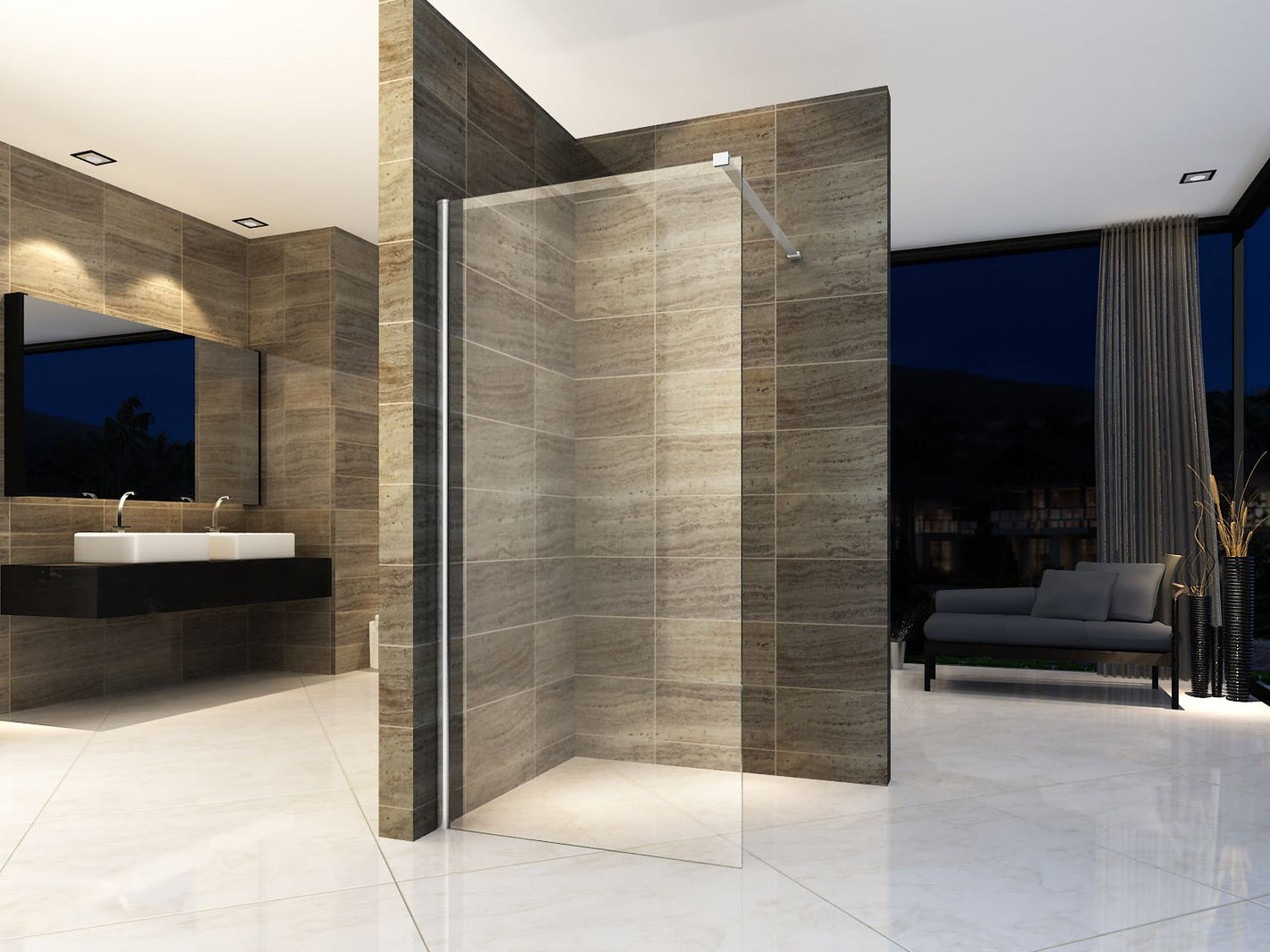 ALONI WALK-IN SHOWER WALL 8MM 100X200CM