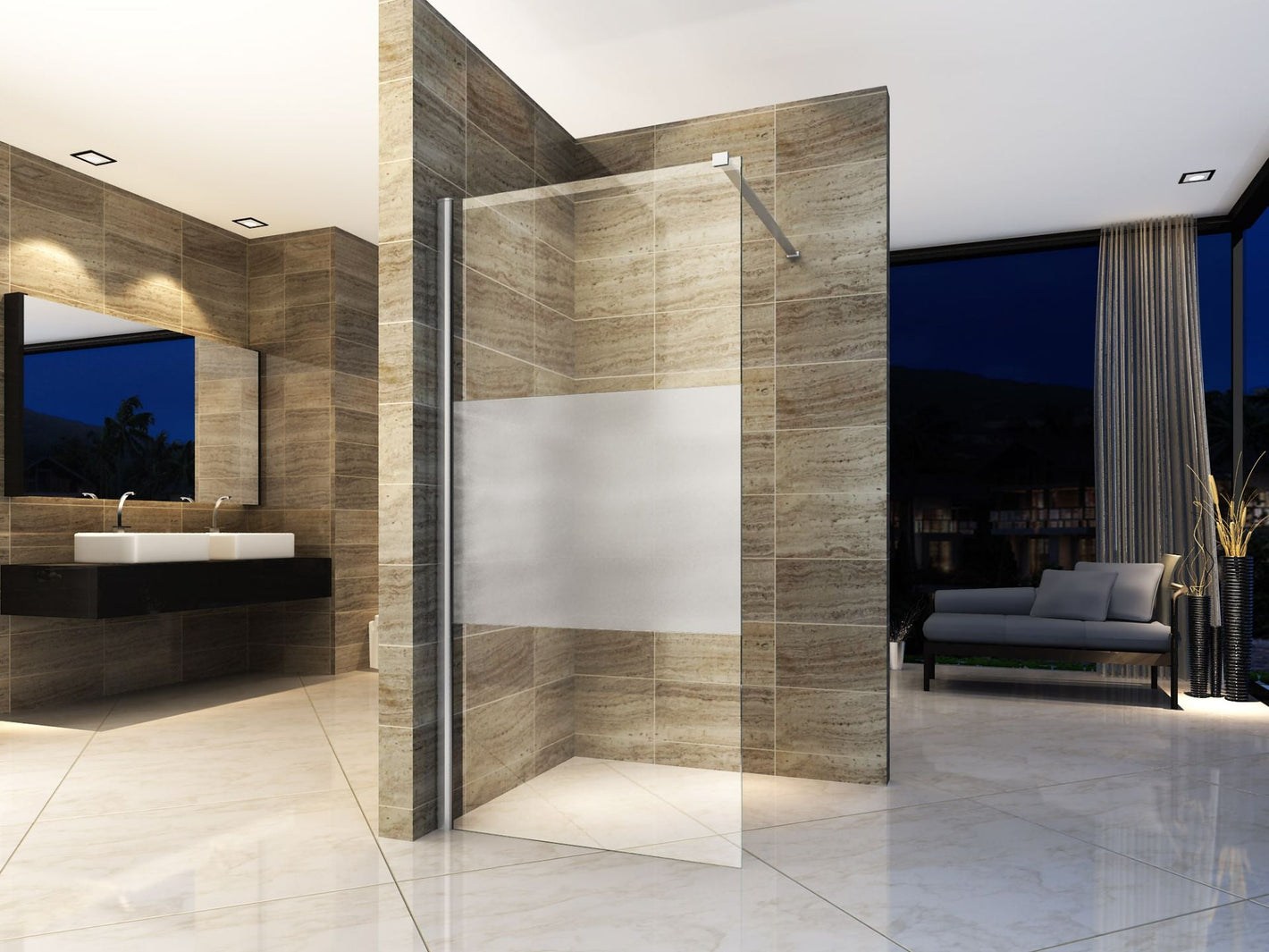 ALONI WALK-IN SHOWER WALL HALF MAT 8MM 100X200CM