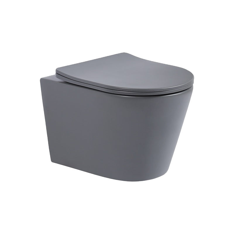 Modern Back to Wall Mounted Hanging Toilet in Dark Grey Ceramic