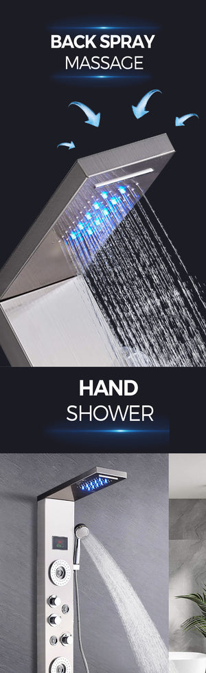 Luxurious Rainfall Showerhead Column - Stainless Steel Wall-Mount Spa Shower System