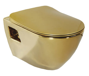 Design Ophang Wc Goud Met Rvs Sproeier Wit Van Binnen (Bidet)