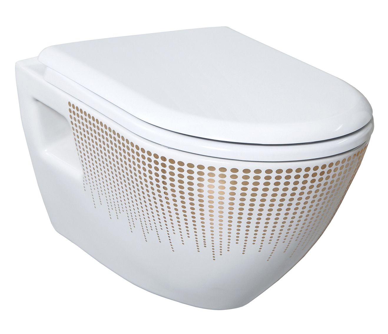 Design Ophang Wc Zonder Sproeier (Bidet), Wit Met Goud Decoratie